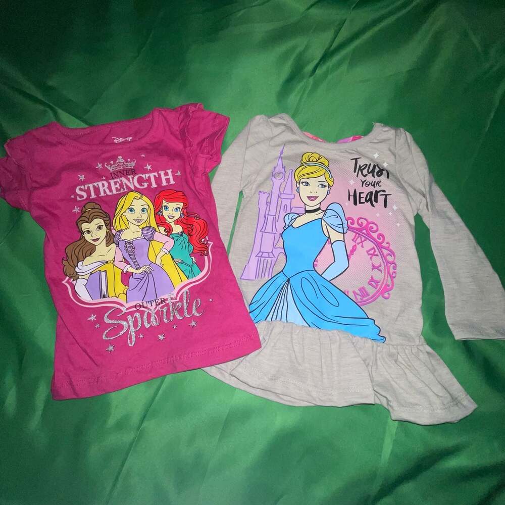 Sz 24M Disney Princess Girls BundlePink Graphic Tee and Grey Cinderella Long Sle